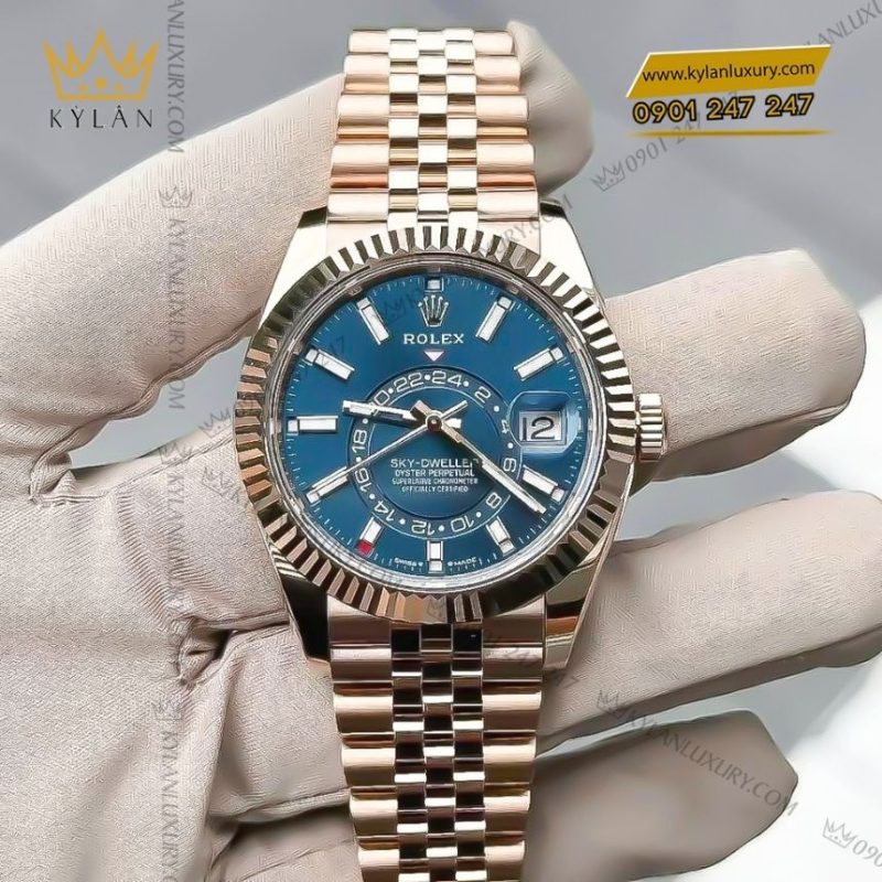 Đồng hồ Rolex Sky-Dweller vàng hồng mặt số xanh lục 336935-0005