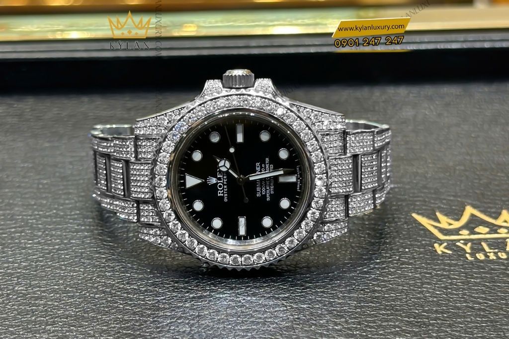 Kỳ Lân Luxury dong ho rolex submariner 114060 6 1 Đồng hồ Rolex Submariner custom đính full kim cương 114060