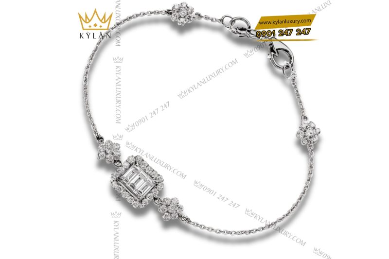 Lắc Radiant Solitaire vàng nguyên khối Au750 đính kim cương