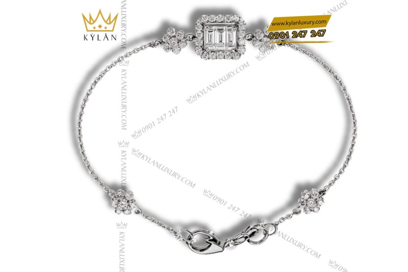 Lắc Radiant Solitaire vàng nguyên khối Au750 đính kim cương