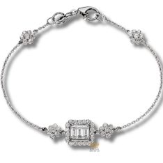 Lắc Radiant Solitaire vàng nguyên khối Au750 đính kim cương
