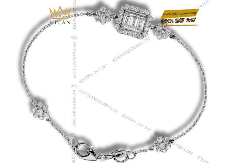 Lắc Radiant Solitaire vàng nguyên khối Au750 đính kim cương