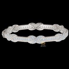Lắc tay Luminous Braid vàng trắng nguyên khối Au750 đính kim cương