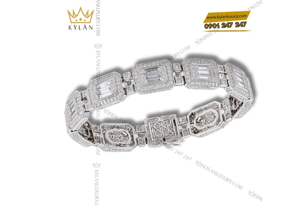 Kỳ Lân Luxury lac tay aurion vang trang dinh kim cuong 2 Lắc tay Aurion vàng trắng nguyên khối Au750 đính kim cương