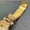 Lắc tay rồng vàng hồng nguyên khối Au750 đính đá xanh phong thủy
