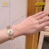 Lắc tay rồng vàng hồng nguyên khối Au750 đính đá xanh phong thủy