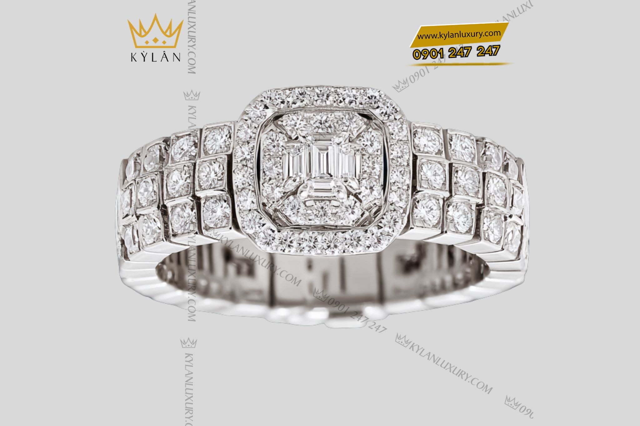 Nhẫn Shynara vàng trắng nguyên khối Au750 đính kim cương