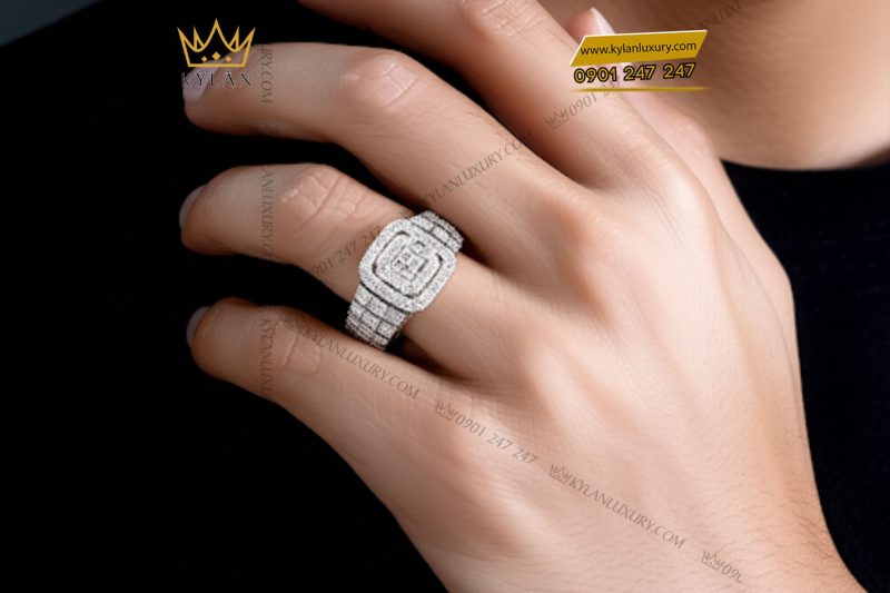 Nhẫn Shynara vàng trắng nguyên khối Au750 đính kim cương