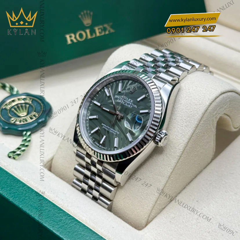 Kỳ Lân Luxury rolex datejust 36mm m126234 0047 mat so xanh la co 2 Đồng hồ Rolex Datejust 36mm 126234-0047 mặt số xanh lá cọ