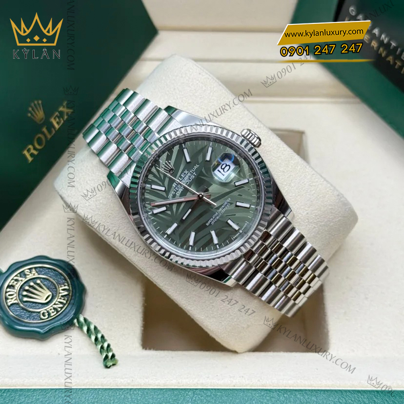 Kỳ Lân Luxury rolex datejust 36mm m126234 0047 mat so xanh la co 5 Đồng hồ Rolex Datejust 36mm 126234-0047 mặt số xanh lá cọ
