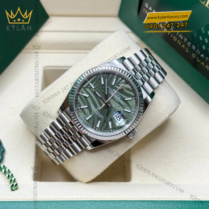 Kỳ Lân Luxury rolex datejust 36mm m126234 0047 mat so xanh la co 6 Đồng hồ Rolex Datejust 36mm 126234-0047 mặt số xanh lá cọ