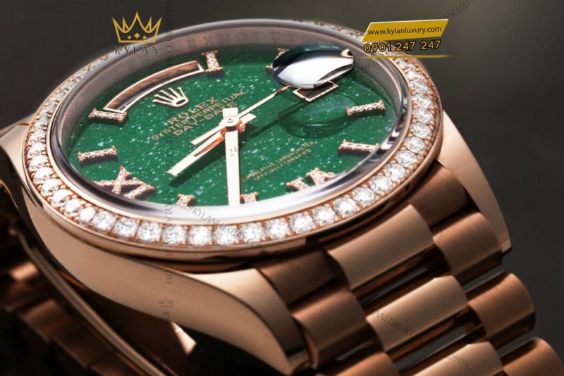 Đồng hồ Rolex Day Date mặt đá xanh vành kim 128345RBR-0068