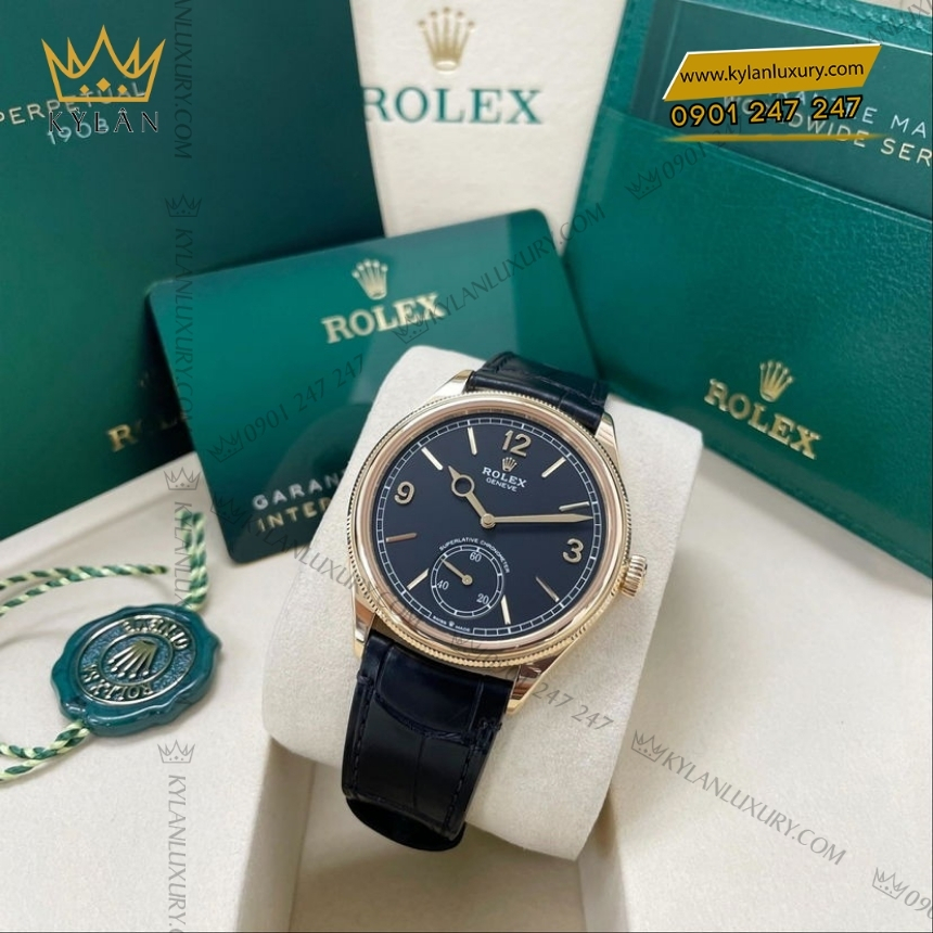 Kỳ Lân Luxury rolex perpetual 1908 m52508 mat so den tuyen 6 Đồng hồ Rolex Perpetual 1908 vàng vàng mặt số đen 52508-0002