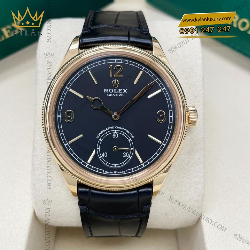 Kỳ Lân Luxury rolex perpetual 1908 m52508 mat so den tuyen 9 Đồng hồ Rolex Perpetual 1908 vàng vàng mặt số đen 52508-0002