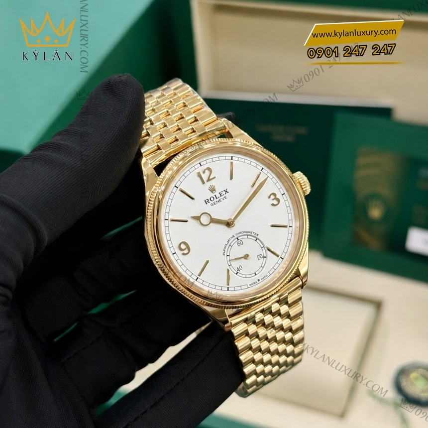 Kỳ Lân Luxury rolex perpetual 1908 m52508 mat so trang tinh khoi 3 Đồng hồ Rolex Perpetual 1908 vàng khối mặt số trắng 52508-0008