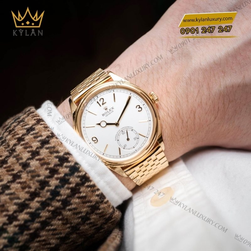 Đồng hồ Rolex Perpetual 1908 vàng khối mặt số trắng 52508-0008