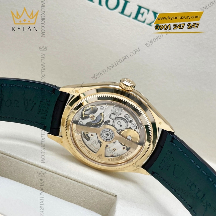 Kỳ Lân Luxury rolex perpetual 1908 m52508 mat trang da nau 6 Đồng hồ Rolex Perpetual 1908 mặt số trắng 52508-0006