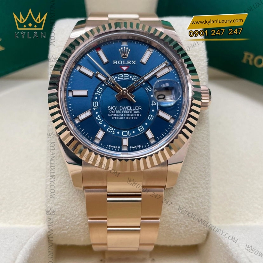 Kỳ Lân Luxury rolex sky dweller oyster m336935 42 mm 2 1 Đồng hồ Rolex Sky Dweller xanh lục lam dây oyster 336935-0001