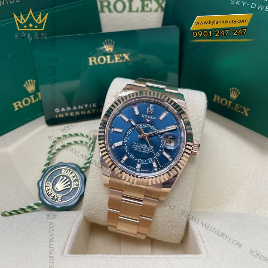 Kỳ Lân Luxury rolex sky dweller oyster m336935 42 mm 4 1 Đồng hồ Rolex Sky Dweller xanh lục lam dây oyster 336935-0001