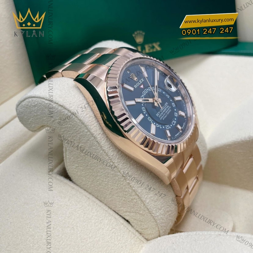 Kỳ Lân Luxury rolex sky dweller oyster m336935 42 mm 5 1 Đồng hồ Rolex Sky Dweller xanh lục lam dây oyster 336935-0001