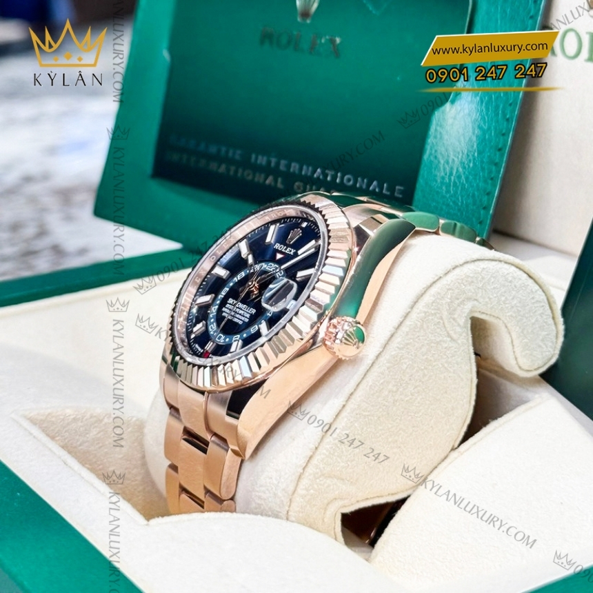 Kỳ Lân Luxury rolex sky dweller oyster m336935 42 mm 8 Đồng hồ Rolex Sky Dweller xanh lục lam dây oyster 336935-0001