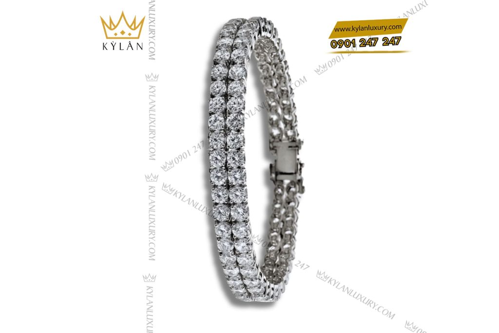 Kỳ Lân Luxury vong tay vang trang nguyen khoi au750 dinh hai hang kim cuong 3 Vòng tay vàng trắng nguyên khối Au750 đính hai hàng kim cương