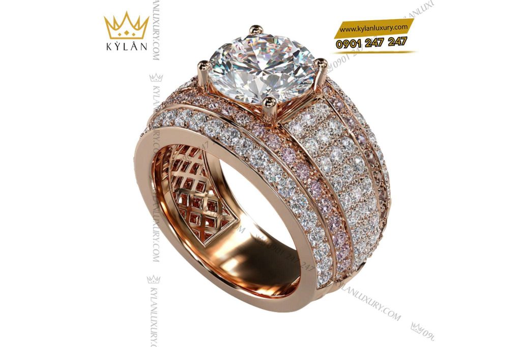 Nhẫn Calistra vàng hồng nguyên khối Au750 đính kim cương