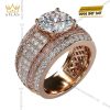 Nhẫn Calistra vàng hồng nguyên khối Au750 đính kim cương