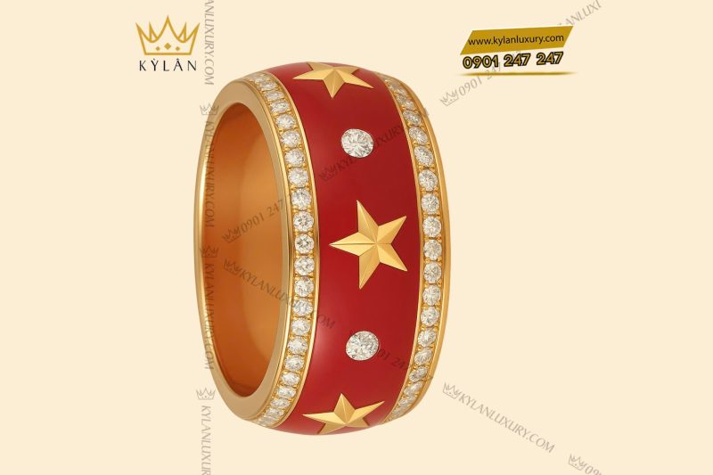 Nhẫn ngôi sao vàng nguyên khối Au750 đính kim cương
