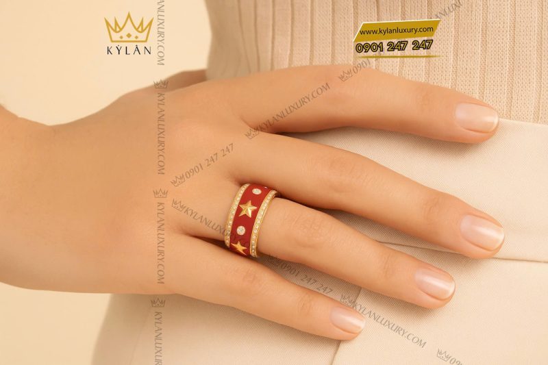 Nhẫn ngôi sao vàng nguyên khối Au750 đính kim cương