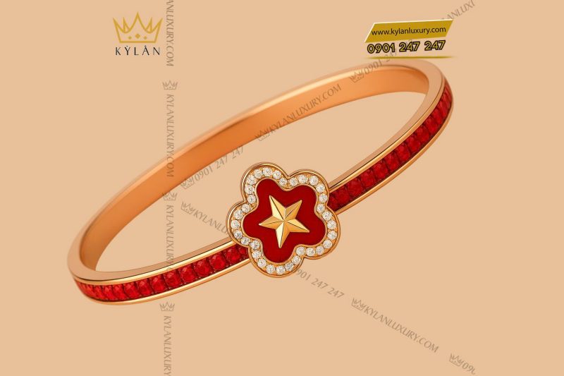 Vòng Tay Ánh Sao Đỏ Vàng Au750 đính kim cương và đá quý