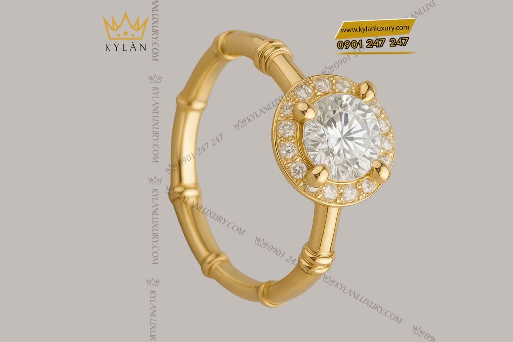 Nhẫn ORIENTAL vàng nguyên khối Au750 đính kim cương