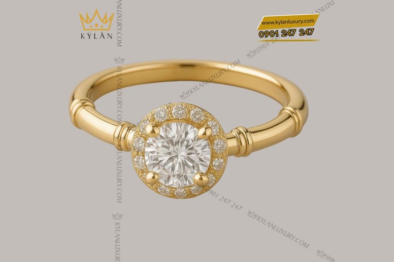 Nhẫn ORIENTAL vàng nguyên khối Au750 đính kim cương