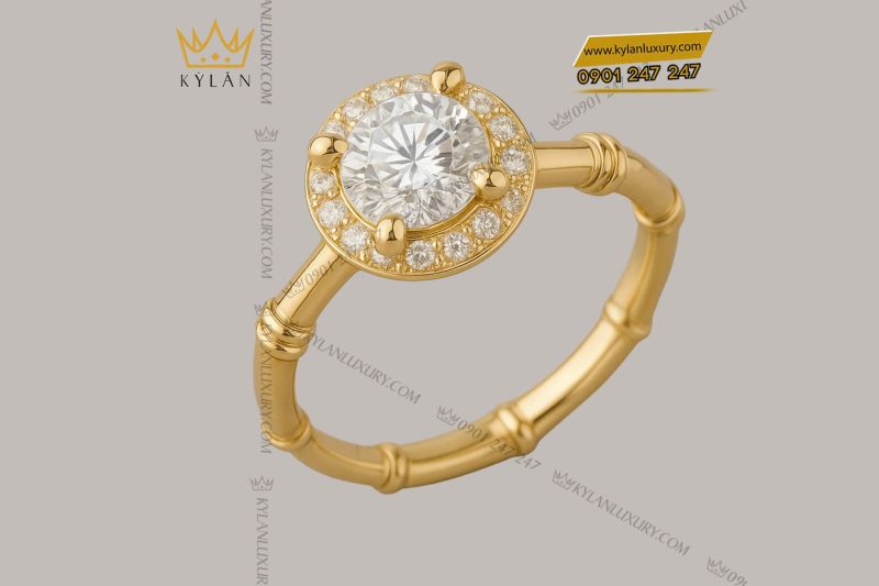 Nhẫn ORIENTAL vàng nguyên khối Au750 đính kim cương