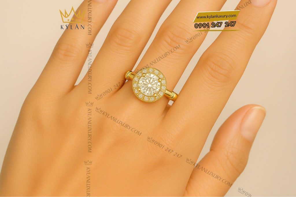 Nhẫn ORIENTAL vàng nguyên khối Au750 đính kim cương