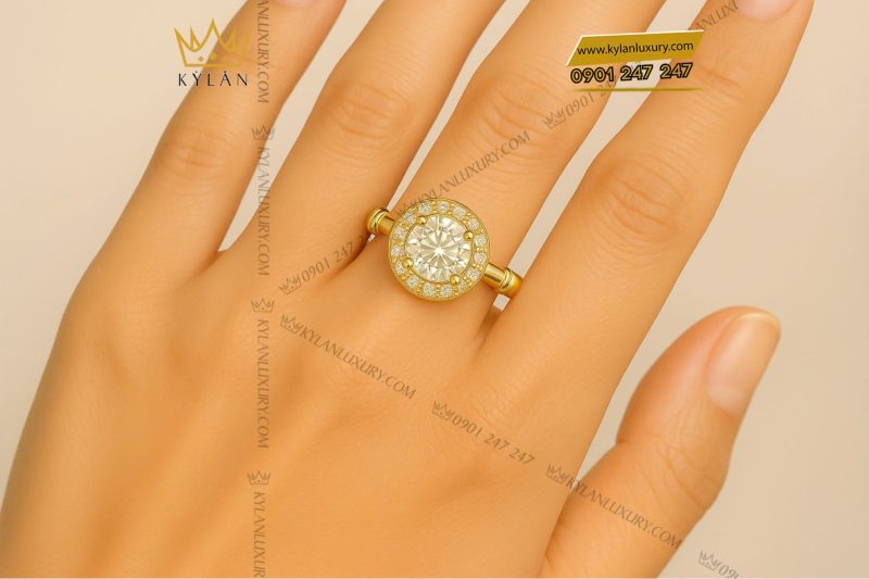 Nhẫn ORIENTAL vàng nguyên khối Au750 đính kim cương