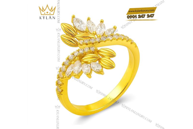 Nhẫn Flower Ring vàng nguyên khối Au750 đính kim cương