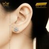 Bông tai Vintage vàng trắng Au750 đính kim cương
