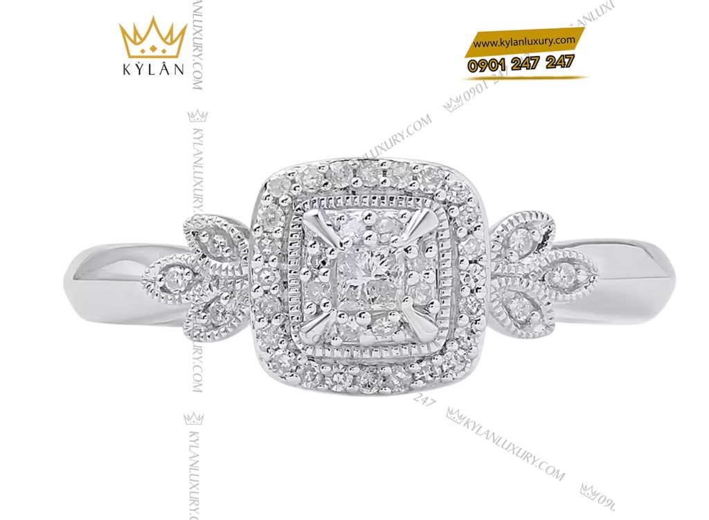 Kỳ Lân Luxury 1 100 Nhẫn kim cương vàng trắng nguyên khối Au750