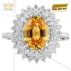 Nhẫn kim cương vàng trắng nguyên khối Au750 đính đá sapphire