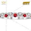 Nhẫn vàng trắng Au750 đính kim cương và sapphire đỏ 