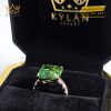 Nhẫn kim cương vàng hồng nguyên khối Au750 đính đá sapphire xanh