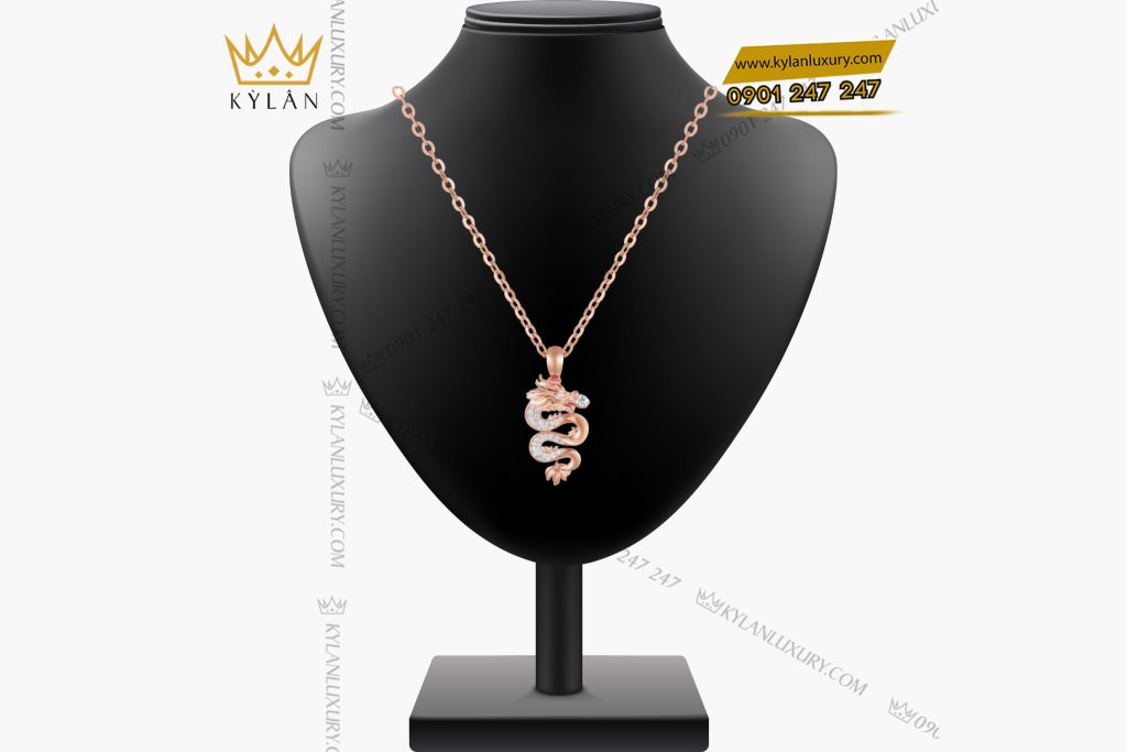 Kỳ Lân Luxury 1 121 Mặt dây chuyền Kim Long Vượng Khí vàng hồng Au750 đính kim cương 