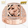 Nhẫn nam Kim Long Vượng Khí vàng hồng Au750 đính kim cương 