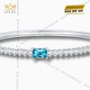 Vòng tay vàng trắng nguyên khối Au750 đính kim cương đá quý
