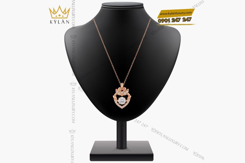 Dây chuyền Vương Miện Hoa Hồng vàng hồng Au750 đính kim cương