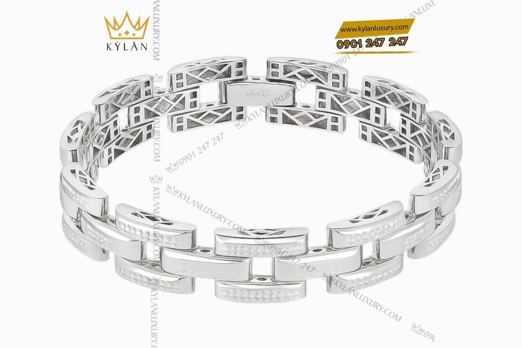 Lắc tay nam vàng trắng nguyên khối Au750 đính kim cương