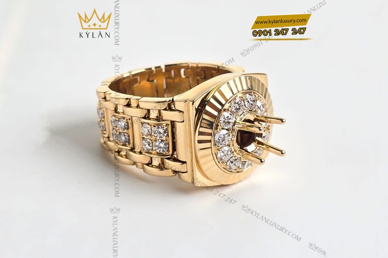 Vỏ nhẫn Rolex vàng vàng nguyên khối Au750 đính kim cương