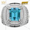 Nhẫn nam vàng trắng nguyên khối Au750 đính kim cương và đá quý