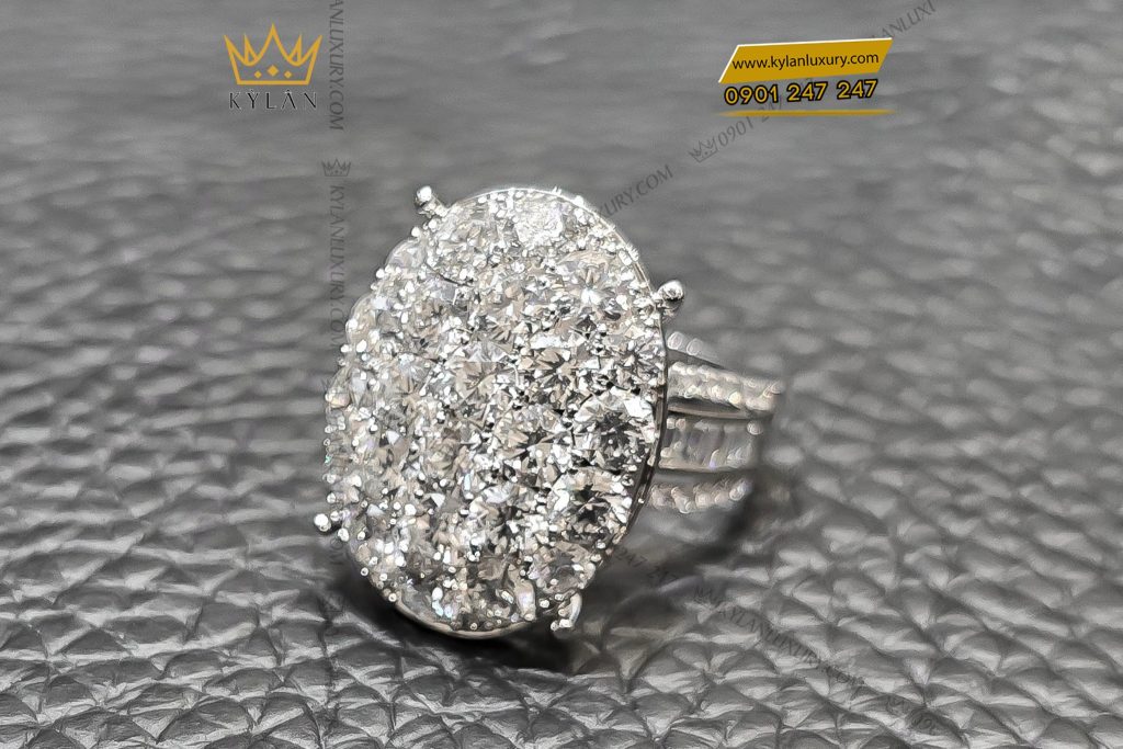 Kỳ Lân Luxury 1 60 Nhẫn nữ kim cương vàng trắng nguyên khối Au750